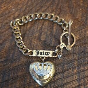 Juicy Couture Gold Crown Heart Charm Bracelet